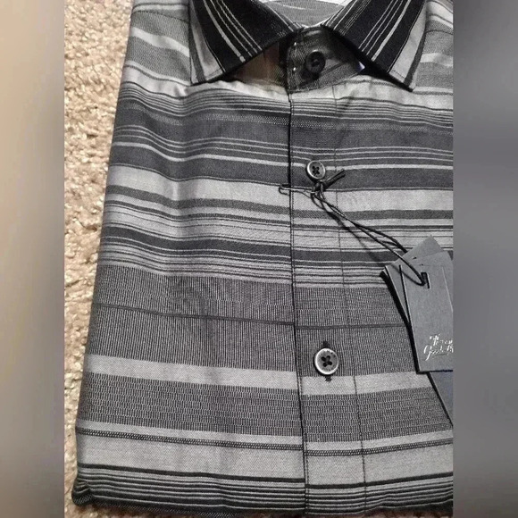 Good Man Brand Long sleeve Button down black and gray striped shirt - Picture 5 of 5
